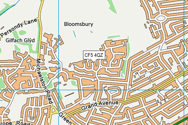 CF5 4QZ map - OS VectorMap District (Ordnance Survey)