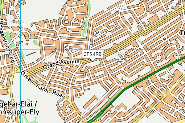 CF5 4RB map - OS VectorMap District (Ordnance Survey)