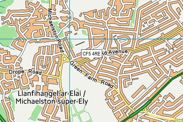 CF5 4RE map - OS VectorMap District (Ordnance Survey)