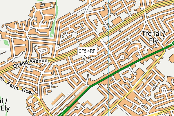 CF5 4RF map - OS VectorMap District (Ordnance Survey)