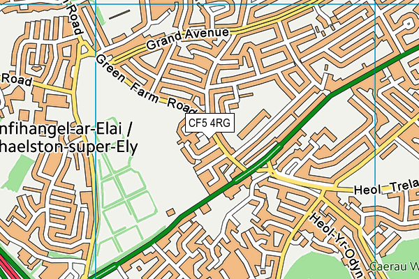 CF5 4RG map - OS VectorMap District (Ordnance Survey)