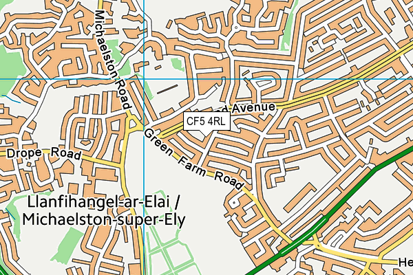 CF5 4RL map - OS VectorMap District (Ordnance Survey)