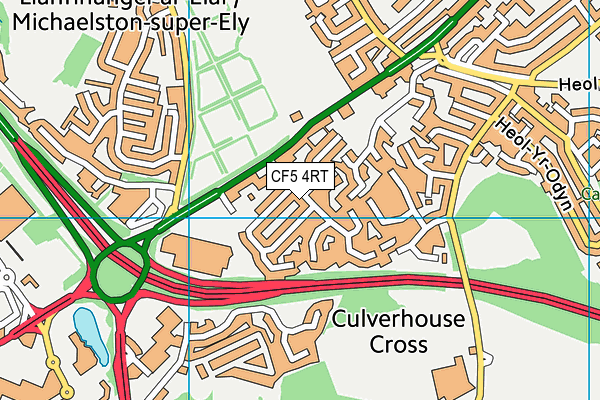 CF5 4RT map - OS VectorMap District (Ordnance Survey)