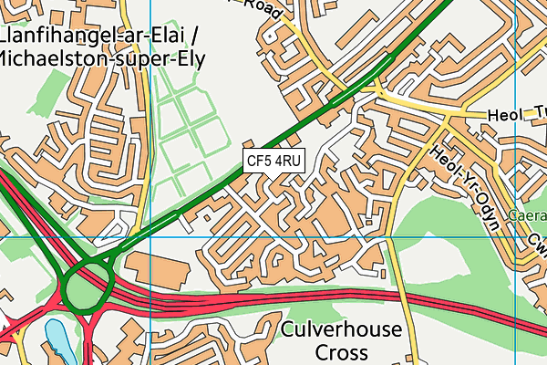 CF5 4RU map - OS VectorMap District (Ordnance Survey)