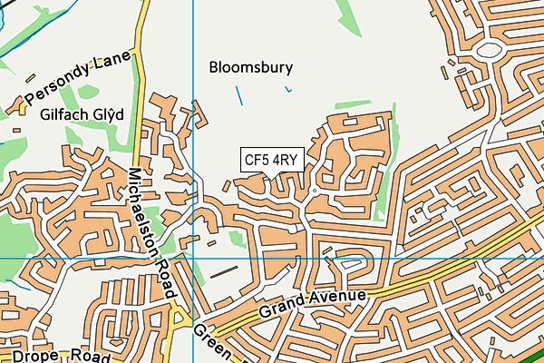 CF5 4RY map - OS VectorMap District (Ordnance Survey)