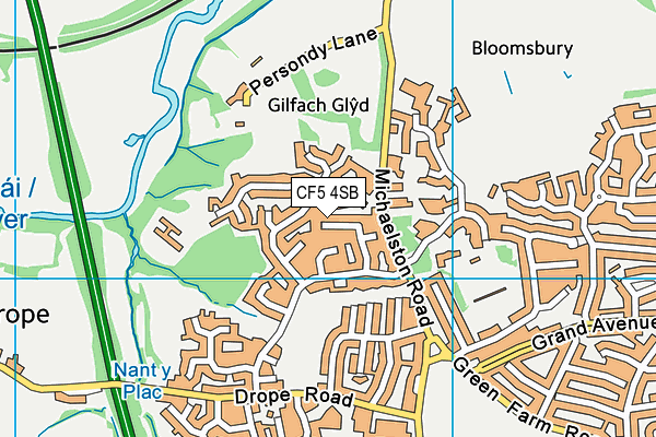 CF5 4SB map - OS VectorMap District (Ordnance Survey)