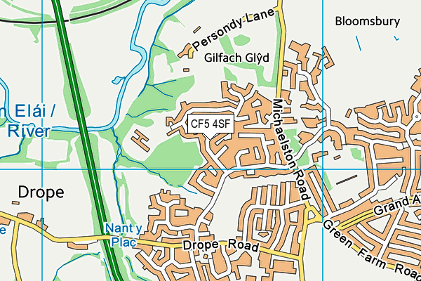 CF5 4SF map - OS VectorMap District (Ordnance Survey)