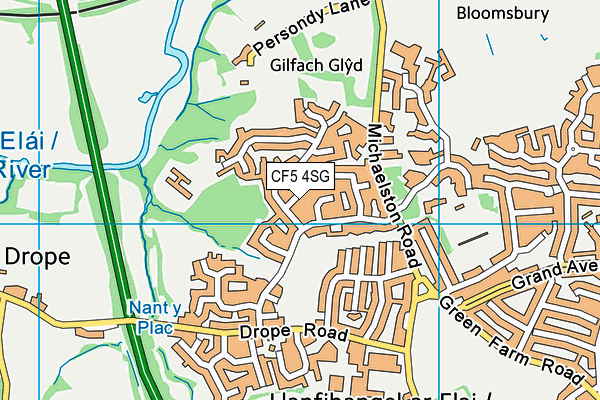 CF5 4SG map - OS VectorMap District (Ordnance Survey)