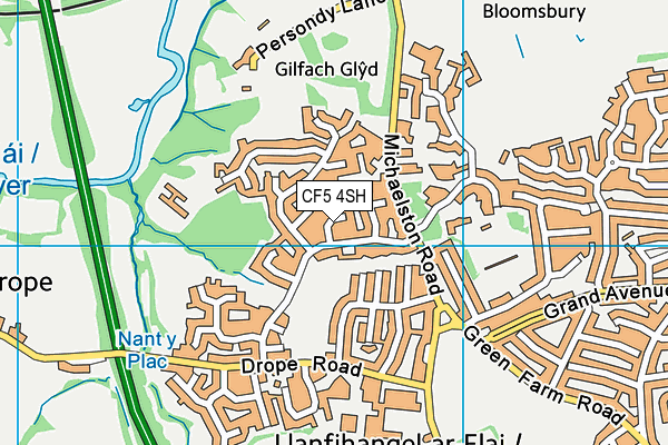 CF5 4SH map - OS VectorMap District (Ordnance Survey)