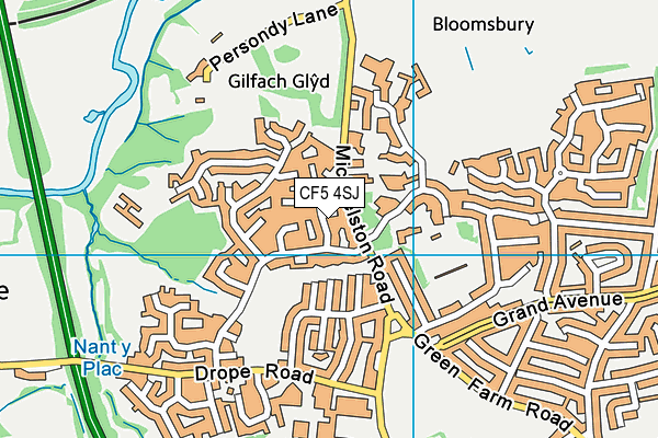 CF5 4SJ map - OS VectorMap District (Ordnance Survey)