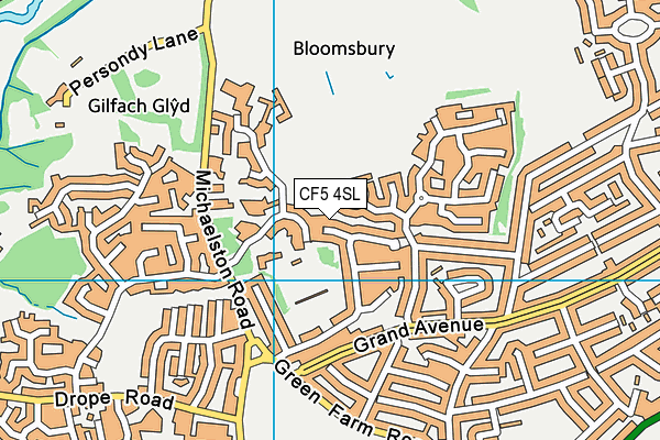 CF5 4SL map - OS VectorMap District (Ordnance Survey)