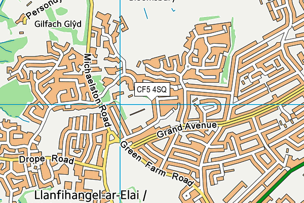 CF5 4SQ map - OS VectorMap District (Ordnance Survey)