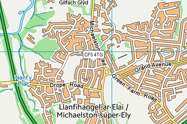 CF5 4TG map - OS VectorMap District (Ordnance Survey)