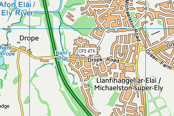 CF5 4TX map - OS VectorMap District (Ordnance Survey)