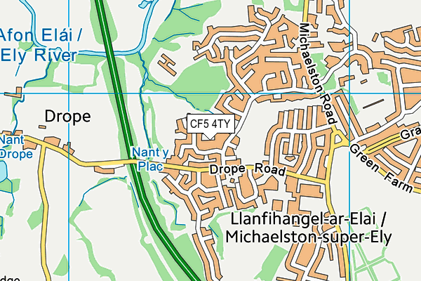 CF5 4TY map - OS VectorMap District (Ordnance Survey)