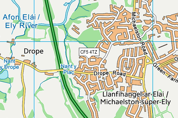 CF5 4TZ map - OS VectorMap District (Ordnance Survey)