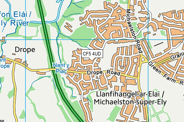 CF5 4UD map - OS VectorMap District (Ordnance Survey)