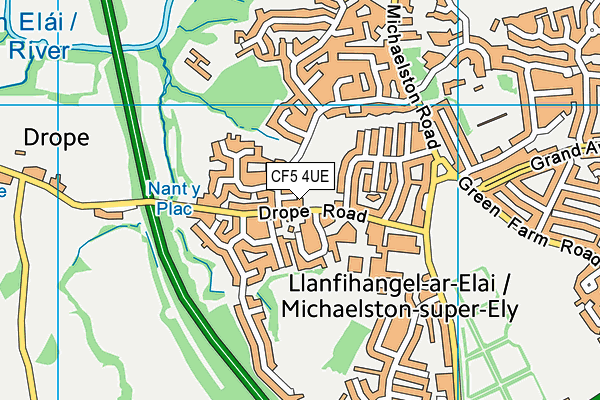 CF5 4UE map - OS VectorMap District (Ordnance Survey)