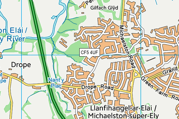 CF5 4UF map - OS VectorMap District (Ordnance Survey)