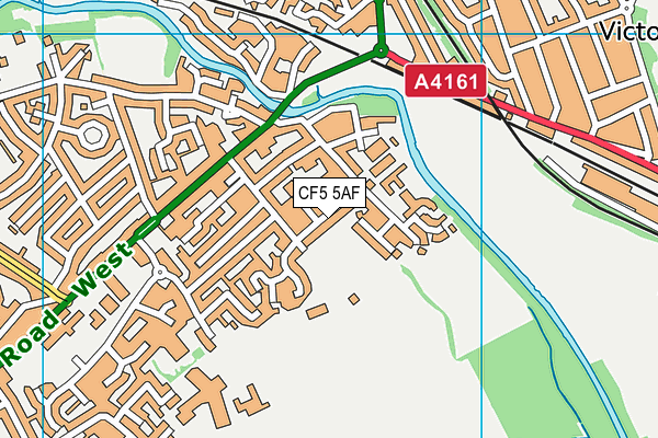 CF5 5AF map - OS VectorMap District (Ordnance Survey)