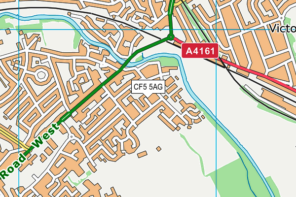 CF5 5AG map - OS VectorMap District (Ordnance Survey)