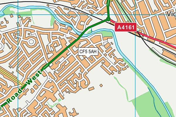 CF5 5AH map - OS VectorMap District (Ordnance Survey)