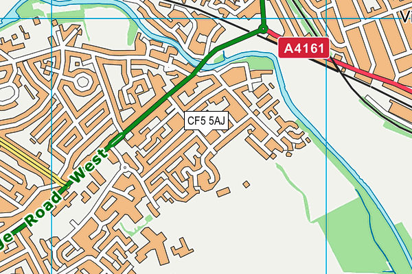 CF5 5AJ map - OS VectorMap District (Ordnance Survey)