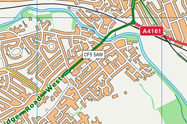 CF5 5AW map - OS VectorMap District (Ordnance Survey)