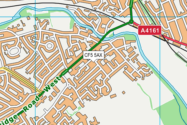 CF5 5AX map - OS VectorMap District (Ordnance Survey)