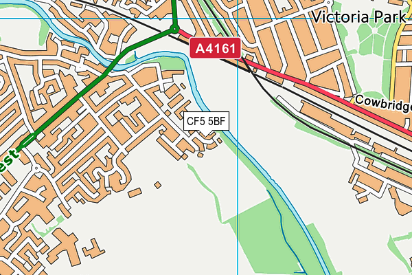 CF5 5BF map - OS VectorMap District (Ordnance Survey)