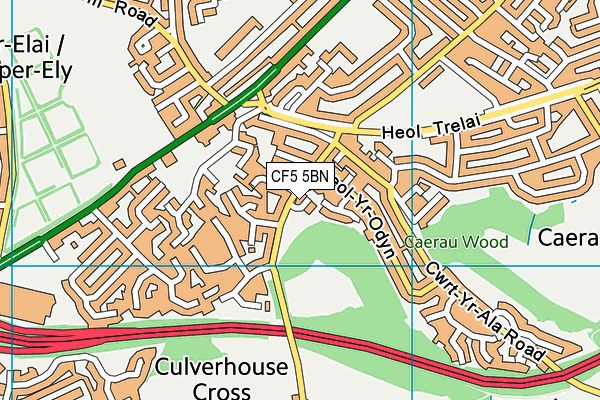 CF5 5BN map - OS VectorMap District (Ordnance Survey)