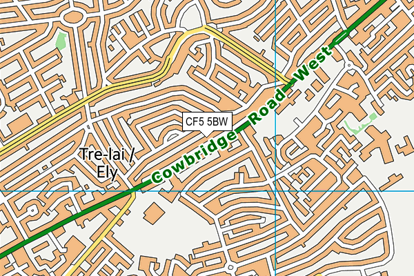 CF5 5BW map - OS VectorMap District (Ordnance Survey)