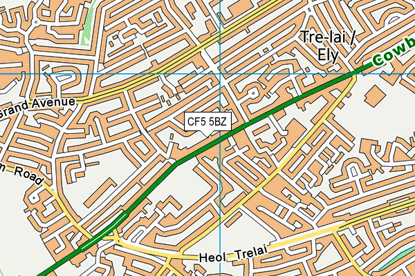 CF5 5BZ map - OS VectorMap District (Ordnance Survey)