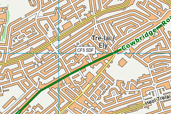 CF5 5DF map - OS VectorMap District (Ordnance Survey)