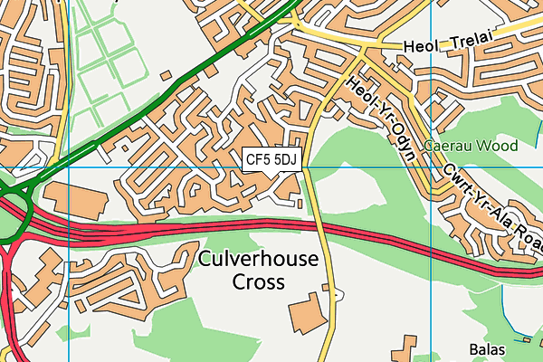 CF5 5DJ map - OS VectorMap District (Ordnance Survey)