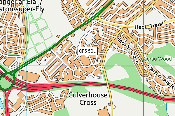 CF5 5DL map - OS VectorMap District (Ordnance Survey)