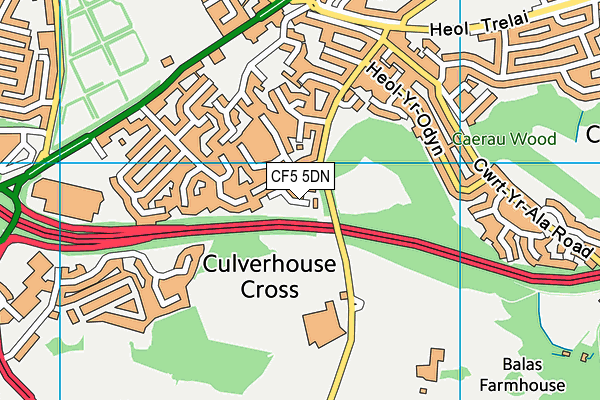 CF5 5DN map - OS VectorMap District (Ordnance Survey)