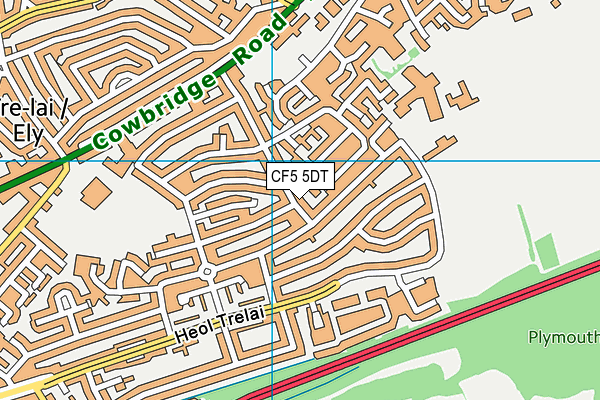 CF5 5DT map - OS VectorMap District (Ordnance Survey)