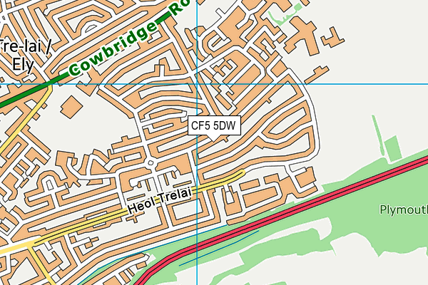 CF5 5DW map - OS VectorMap District (Ordnance Survey)