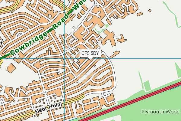CF5 5DY map - OS VectorMap District (Ordnance Survey)