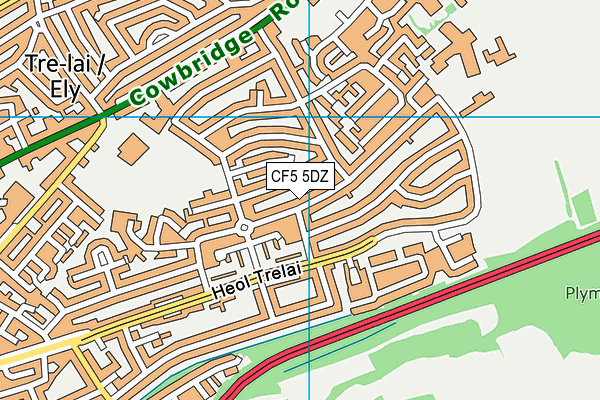 CF5 5DZ map - OS VectorMap District (Ordnance Survey)