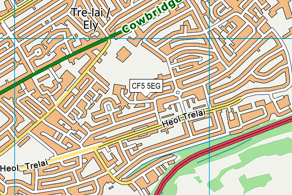 CF5 5EG map - OS VectorMap District (Ordnance Survey)