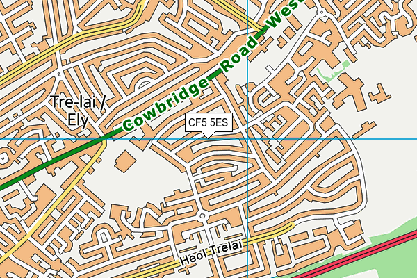 CF5 5ES map - OS VectorMap District (Ordnance Survey)