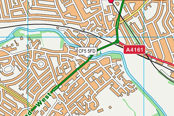 CF5 5FD map - OS VectorMap District (Ordnance Survey)