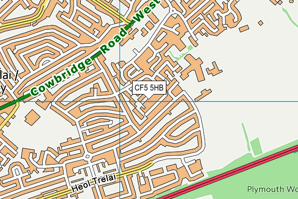 CF5 5HB map - OS VectorMap District (Ordnance Survey)