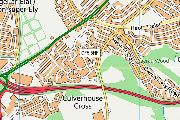 CF5 5HF map - OS VectorMap District (Ordnance Survey)