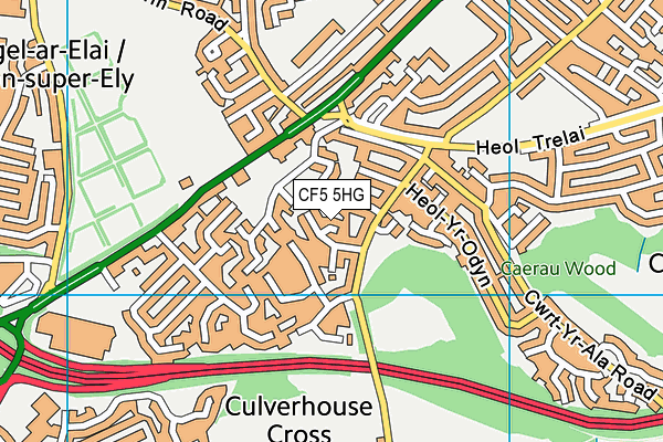 CF5 5HG map - OS VectorMap District (Ordnance Survey)