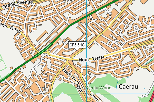 CF5 5HS map - OS VectorMap District (Ordnance Survey)