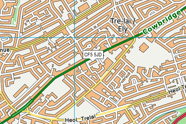 CF5 5JD map - OS VectorMap District (Ordnance Survey)