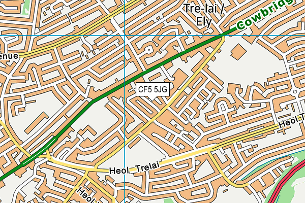 CF5 5JG map - OS VectorMap District (Ordnance Survey)